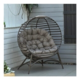 Egg Chair with Cushion Steel Frame and Side Pocket for Indoor Outdoor