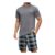 Ekouaer Mens Pajama Set: Plaid, Shorts, Grey, Crew Neck