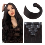 Elailite Clip-in Hair Extensions, Real Human Hair, 14in, 8pcs, 1B