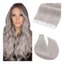 Elailite Grey Tape-in Hair Extensions, 20 Pcs, 16-Inch, 50g