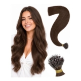 Elailite Nano Ring Human Hair Extensions, 24 Inch, 4 Brown