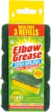 Elbow Grease Dish Brush Refill Kitchen Wash Up Sponges, Green (3 Pack)