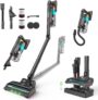 Eleckeys Cordless Vacuum Cleaner,650W 55KPa Powerful Suction Lightweight Vacuum Cleaner with 65Mins Runtime,180 Foldable Wand & Charging Base,Self-Standing Stick Vacuum for Hard Floor Carpet Pet Hair