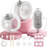 Electric Breast Pump Wearable HandsFree 4Modes 12Levels 300mmHg Gray 80g Double Breast Pump, Rechargeable, Comfortable Quiet Portable Design, Leak-Proof Seal, 21/24mm Flange, Memory Function