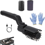 Electric Grill Brush – Cordless Rechargeable BBQ Cleaning Brush, Stainless Steel Brush-head, 3-Speed Power, 90-Min Runtime, 180 Adjustable Angle Electric BBQ Grill Cleaner (Black)