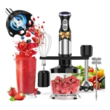 Electric Hand Blender 5-in-1 Immersion with 12 Speeds and Attachments