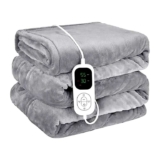 Electric Heated Blanket Luxury Plush Grey Flannel, 160x130cm, Fast Heat-Up, 6 Heat Settings Sold by Haven Essential / FBA