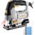 Electric Jigsaw Tool: DEKOPRO 800W Power Jig Saws with LED Light Laser, 4 Orbital Sets, 6 Variable Speed, 800-3000 SPM, 45Bevel Cutting Cut Blades, with 10 PCS Sawblades for Wood, Metal, Plastic