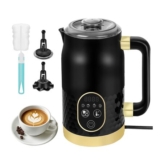 Electric Milk Frother, 4-in-1 with Temperature Control, 2 Whisks