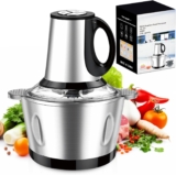 Electric Mini Food Chopper, 3-Speed Control 600W Meat Grinder with 2L Stainless Steel Bowl for Kitchen Cooking, Baby Food, Pet Meals