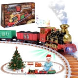 Electric Train Set for Boys Girls, Battery Operated Toy Train with Cold Steam Mist, Realistic Lights and Sounds, DIY Tracks, Educational Vintage Locomotive Play Set for Toddlers Kids Age 3-8