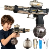 Electric Water Gun for Adults Kids, Automatic Squirt Watergun Pistol with Led Lights, Summer Outdoor Pool Beach Party Toys, Grey