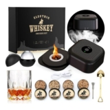 Electric Whiskey Smoker Kit with Wood Chips, Glass, Ice Mold