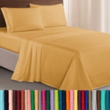 Elegant Comfort Luxurious 1500 Premium Hotel Quality Microfiber Three Line Embroidered Softest 4-Piece Bed Sheet Set, Wrinkle and Fade Resistant, Twin/Twin XL, Camel-Gold