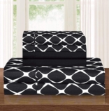 Elegant Comfort Luxury Softest and Coziest 6-Piece Bed Sheet Set, Wrinkle Resistant Milano Trellis Pattern-1500 Thread Count Egyptian Quality Microfiber Bedding Set, Full, Black