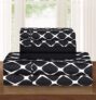 Elegant Comfort Luxury Softest and Coziest 6-Piece Bed Sheet Set, Wrinkle Resistant Milano Trellis Pattern-1500 Thread Count Egyptian Quality Microfiber Bedding Set, Full, Black