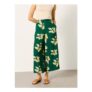 Eliza Tonal Leaves Green Wide Leg Cropped Trouser