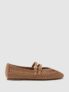 Elizabeth Woven Ballerina-Strap Flats Shoes
