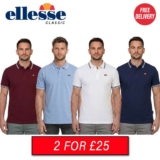 Ellesse Dioran Tipped Polo Shirts ONLY £25 For 2 free next day delivery with code
