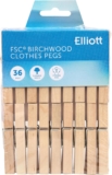 Elliott 36 FSC Strong Grip Hardwood coil spring clothes Pegs for washing lines, clothes horse and Arts & crafts use, free from plastic and 100% recyclable, for all laundry types