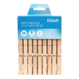 Elliott Hardwood Clothes Pegs with Metal Coil Spring for Firm Grip x36