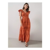 Embellished Frill Sleeve Ladder Midaxi Dress