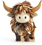 Embhlitfe Happy Highland Cow Highland Cow 2D Flat Wooden & Ornaments For Living Room & Office Decor Accessories Statues For Indoor & Outdoor Lovely Gifts for Women & Men (Strong)
