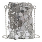 Embhlitfe Silver Glitter Mini Shoulder Clutch with Chain
