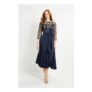 Embroidered Mesh Midi Dress