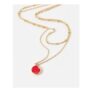 Emir Red Enamel Pendant Gold Tone Double Chain Necklace