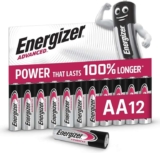 Energizer Advanced AA Batteries (12 Pack) – 1.5V Alkaline – Up To 100% Longer Lasting – Ideal for High-Drain Devices