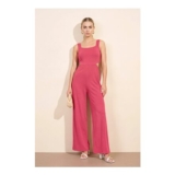 Enorsia Womens Tailored Cut out Wide Leg Jumpsuit