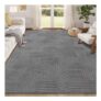 Enyhom Machine-Washable Grey High-Pile Rug 120 X 160 Cm