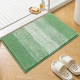 Enyhom Non Slip Bath Mat 45 x 65 cm, Microfibre Soft Thick Bathroom Mat, Super Absorbent Shaggy Bathroom Rug Floor Mats, Machine Washable Quick Dry Bath Rug Foot Mats for Shower Room, Bathtub, Green
