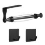 Eolax 2-Hook Paper Towel Holder, Under-Cabinet, Stainless Steel, Black