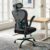 Ergonomic Mesh Office Chair, High Back Computer Desk Chair with Adjustable Lumbar Support & Headrest, Padded Flip-up Armrests, Comfortable Home Office Chair, Black