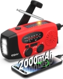 Esky Wind Up Radio, Survival Hand Crank Solar Radio AM/FM Emergency Weather Radio, 2000mAh Rechargeable USB Phone Charger, SOS Alarm, LED Bright Flashlight, for Household and Outdoor Camping, Hiking