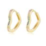 Estrellique Gold Colorful CZ Heart Shape Hoop Earrings