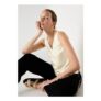 Et Vous Cream Satin Vest Top