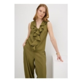 Et Vous Olive Frill Co Ord Vest Top