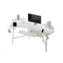 Eureka Ergonomic Gaming Desk with LED, Winged, Keyboard Tray, Shelves