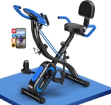 Exercise Bike, 5-in-1 Quiet Folding Exercise Bikes for Home Use, 16 Level Adjustable Magnetic Resistance Foldable Stationary Exercise Bike, LCD Display with Heart Rate, 350LBS Capacity Comfort Seat