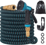 Expandable Garden Hose 50ft – Expanding Water Hose with 10 Function Nozzle, 4 Layer Latex, 3/4 &1/2 Fitting Connectors, Easy Storage Garden Water Hose