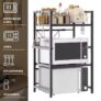 Extendable Microwave Rack, 3 Tier Microwave Rack with 6 Hooks, Microwave Rack – Sold by Zhitaozhang Tool Store