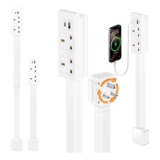 Extendable Swivel Socket Expander: 2 AC Outlets USB, 19-28in