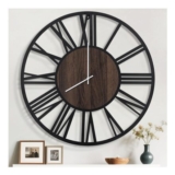 Extra Large Silent Rustic Metal Wood Face Wall Clock