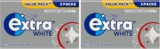 Extra White Chewing Gum, Sugar Free, Pack of 12