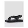 Extra Wide Raffia Footbed Sandal – Black