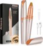 Eyebrow Trimmer for Women, Rechargeable Portable Eyebrow Shaper Painless Electric Facial Hair Remover Shaver for Brows Face Cheek Lips Fuzz, Champagne Gold