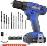 FADAKWALT Power Cordless Drill Driver, 20V and Screwdriver Set, Electric Combi Kit 211 Torque, DIY Accessory 2 Variable Speeds, Suitable for Wood, Metal Concrete, Blue